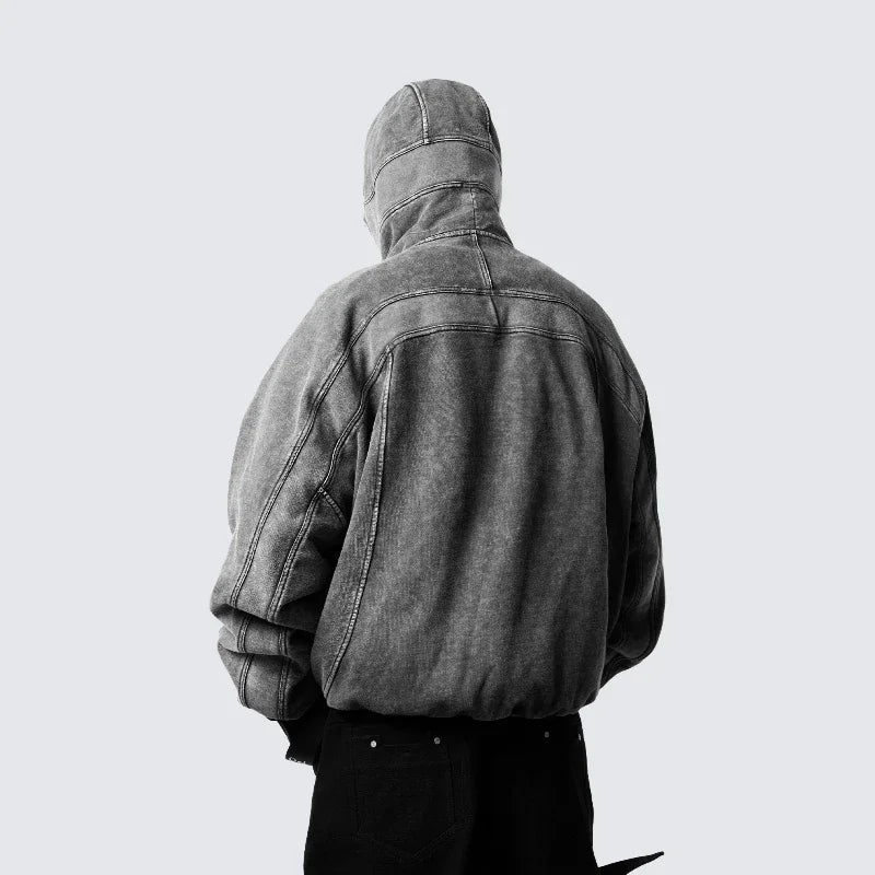 Grey Balaclava Zip Up Hoodie — vista laterale