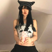 Grunge Aesthetic Reversible Strapless Bandeau Tube Top — vista posteriore