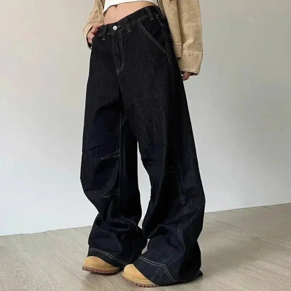 Y2K Grunge Black Baggy Womens Jeans
