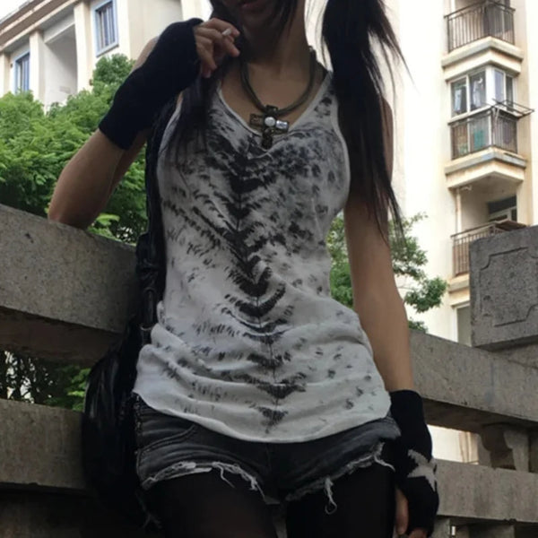 Grunge Monochrome Tank Top — vista frontale