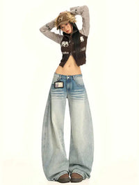 Grunge Wide Leg Japanese Boyfriend Fit Barrel Jeans — dettaglio