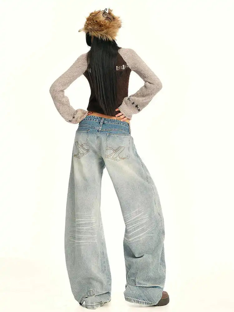 Grunge Wide Leg Japanese Boyfriend Fit Barrel Jeans — dettaglio della stampa