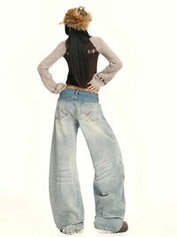 Grunge Wide Leg Japanese Boyfriend Fit Barrel Jeans — dettaglio della stampa