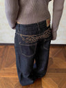 Y2K Grunge Wings Embroidered Graphic Baggy Low Rise Jeans