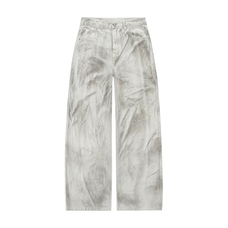 Grungey White Baggy Denim Jeans — vista frontale
