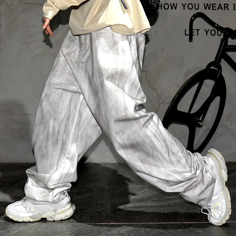 Grungey White Baggy Denim Jeans — vista posteriore