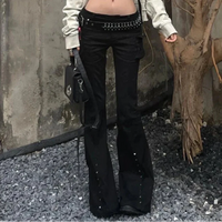 Gunsliger Black Low Waist Flared Jeans — vista frontale
