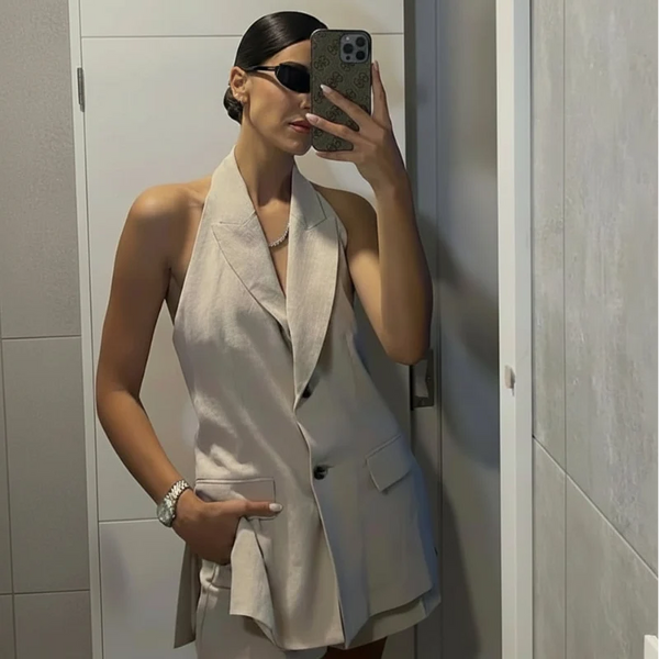 Halter Sleeveless Low Cut Top Vest — vista frontale