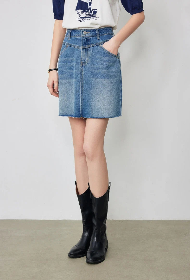 High Waist A line Denim Mini Skirts — in alternativa