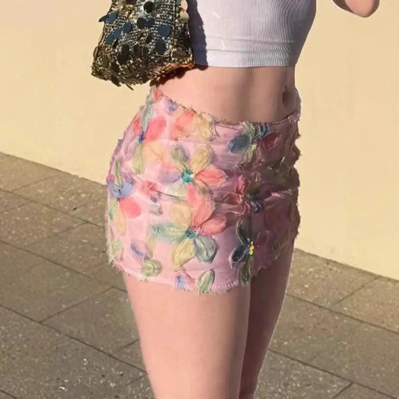 High Waist French Floral Mini Skirt — dettaglio della stampa