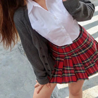 High Waist Plaid Mini Skirt — vista laterale