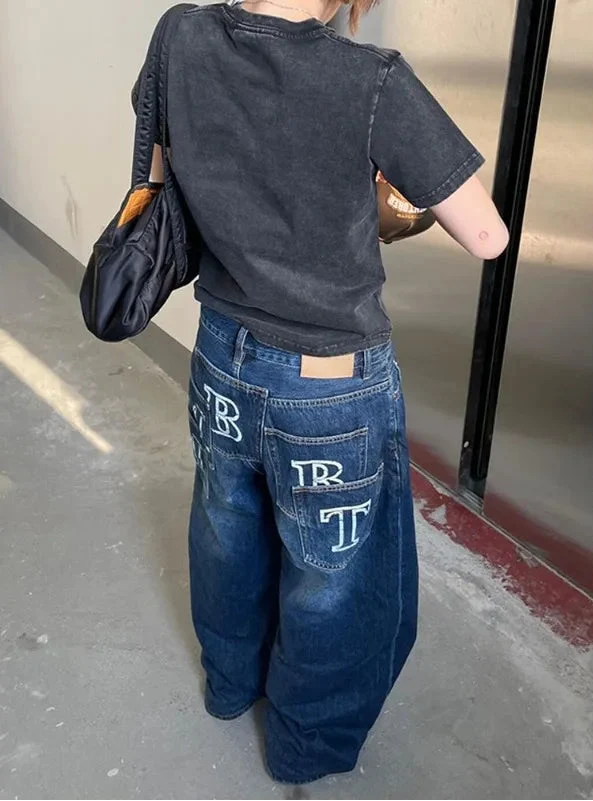 High Waist Print Graphic Multi Pocket Jeans — in alternativa