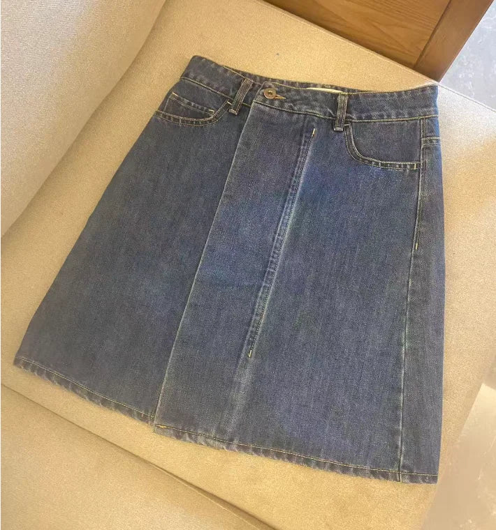 High Waist Slim Fit Long Mini Skirt — vista frontale