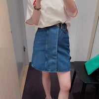 High Waist Slim Fit Long Mini Skirt — vista posteriore