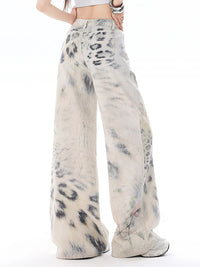 High Waist Snow Leopard Print Jeans — vista laterale