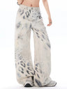 Y2K High Waist Snow Leopard Print Jeans