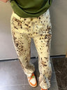 Y2K High Waisted Snow Leopard Denim Jeans
