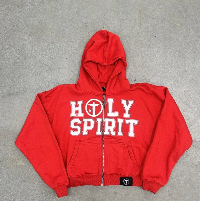 Holy Spirit Graphic Zip Up Hoodie — dettaglio della stampa