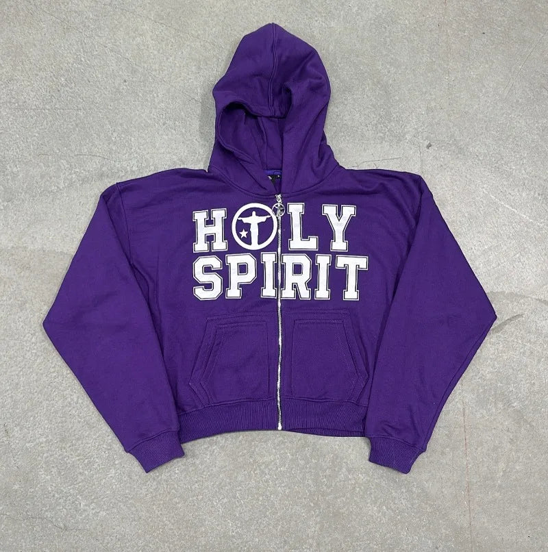 Holy Spirit Graphic Zip Up Hoodie — vista frontale
