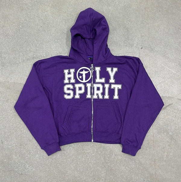 Holy Spirit Graphic Zip Up Hoodie — vista frontale