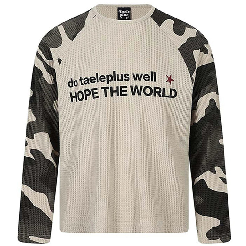 "Hope" Camouflage Sleeve Long Sleeve Top — vista frontale