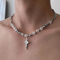Imitation Pearl Cross Pendant Necklace — in alternativa