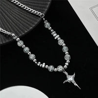 Imitation Pearl Cross Pendant Necklace — vista completa