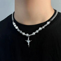 Imitation Pearl Cross Pendant Necklace — dettaglio della stampa