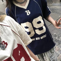 Into Battle V Neck Old School Soccer Jersey — vista frontale