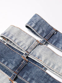 Irregular Spliced Denim Mini Skirt — dettaglio