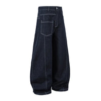 Irregular Spliced Stitch Baggy Curved Barrel Jeans — dettaglio