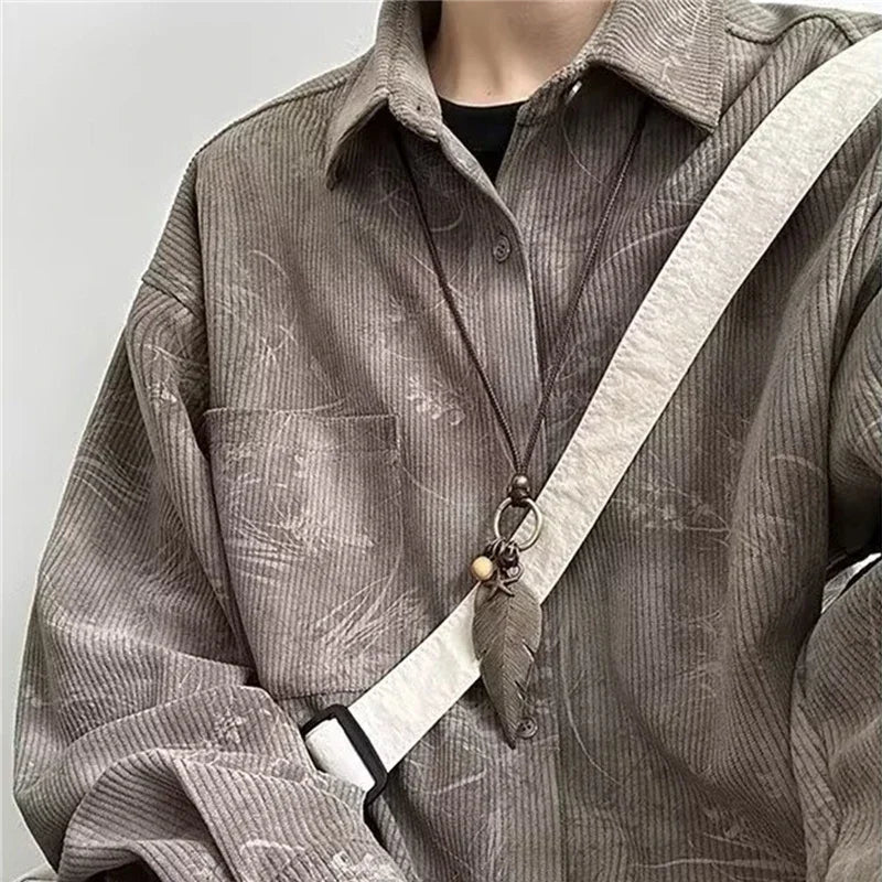 Jacquard Corduroy Long Sleeve Button Down Shirt — in alternativa