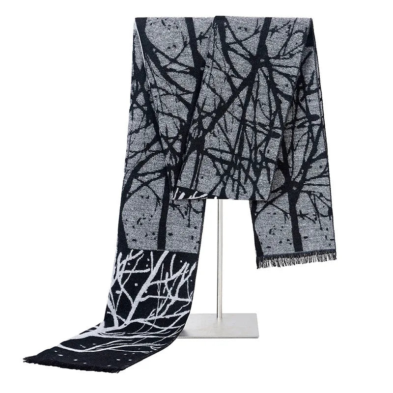 Jacquard Flannel Graphic Shrawl Scarf — vista frontale