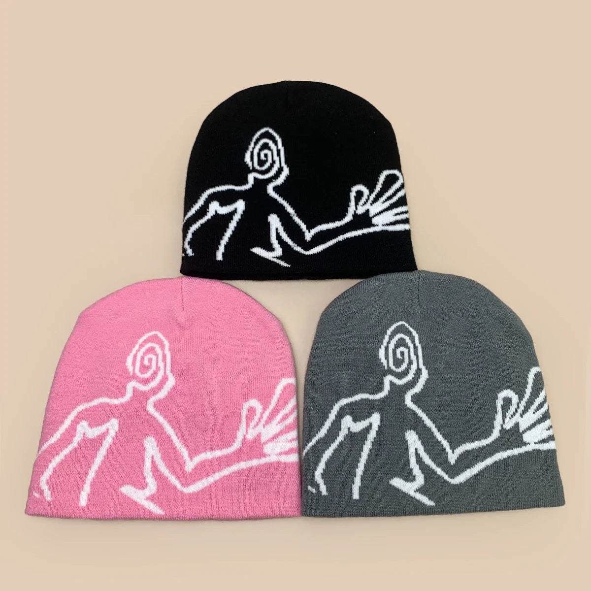 Jacquard Mystery Man Graphic Beanie — vista laterale
