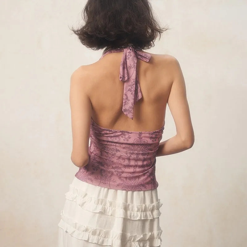 Japanese Grunge Backless Halter Top — vista posteriore