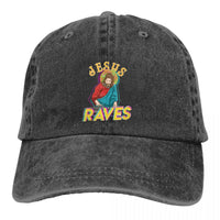Jesus Raves Baseball Cap — dettaglio della stampa