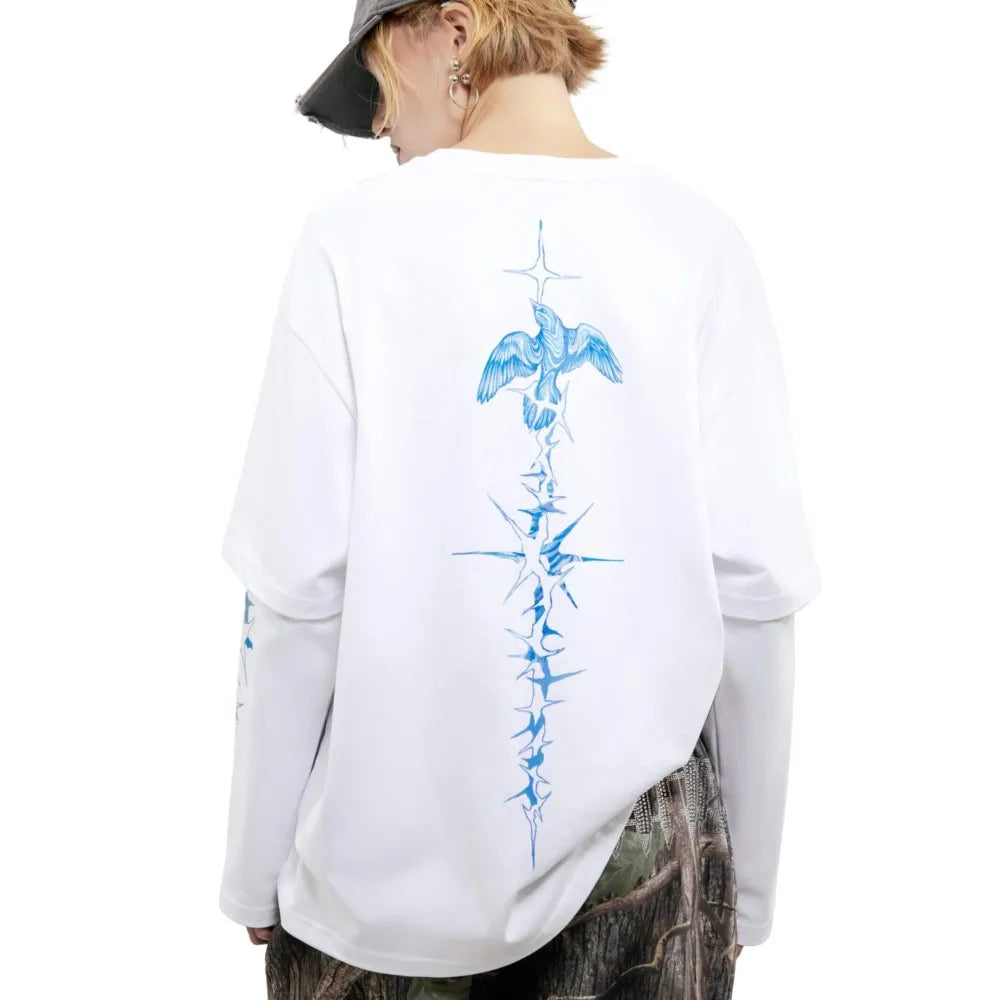 Kiss From a Dove Graphic Long Sleeve Top T Shirt — dettaglio