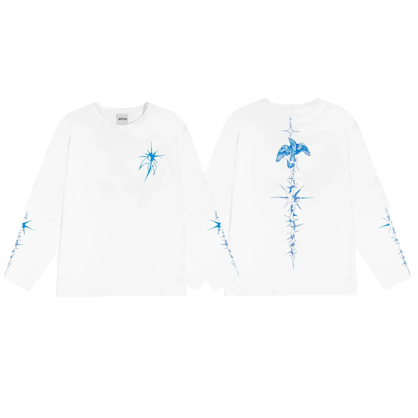 Kiss From a Dove Graphic Long Sleeve Top T Shirt — vista frontale
