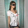 Y2K "Kiss Me" Graphic Off Shoulder Top