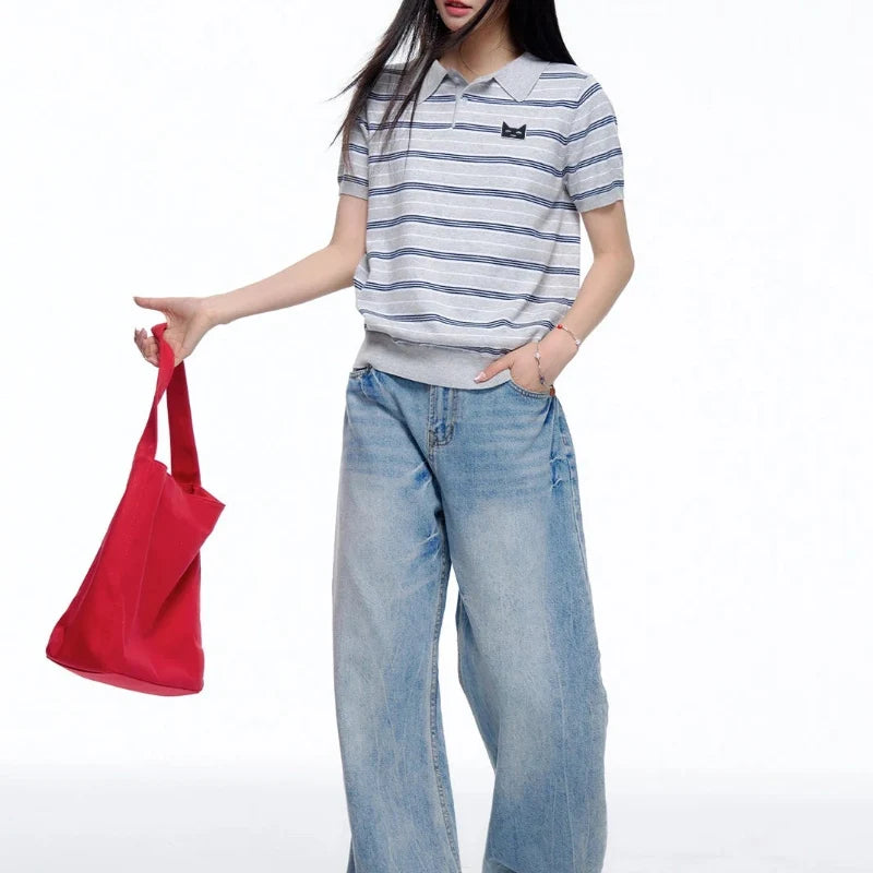 Kitty Striped Polo Shirt — vista posteriore