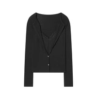 Lace Cropped Low Cut Cardigan Top — vista frontale