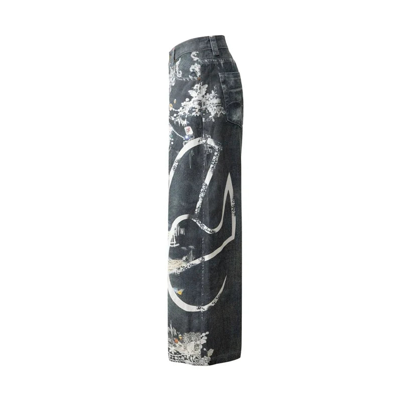 Lace Print Graphic Mens Jeans — in alternativa