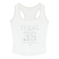 Lace Trim Feral Graphic Cami Tank Top — vista posteriore
