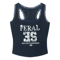 Lace Trim Feral Graphic Cami Tank Top — dettaglio