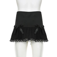 Lace Trim Mini Skirt Tie Up Mini Skirt — vista laterale