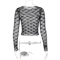 Lacey Sheer Womens Long Sleeve Top — vista laterale