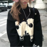 Y2K Lambs Jacquard Graphic Sweater