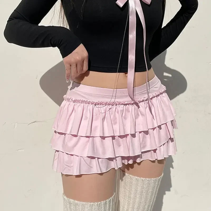 Layered Ball Gown Style Bow Pleated Mini Skirt — dettaglio