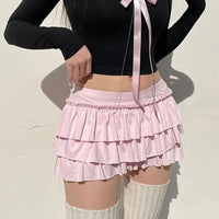 Layered Ball Gown Style Bow Pleated Mini Skirt — dettaglio
