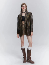 Leather Blazer Maillard Style Jacket — in alternativa